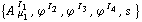 {A^( ) _ μ _ 1^I _ 1, ϕ^( )^I _ 2, ϕ^( )^I _ 3, ϕ^( )^I _ 4, s^( )}