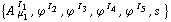 {A^( ) _ μ _ 1^I _ 1, ϕ^( )^I _ 2, ϕ^( )^I _ 3, ϕ^( )^I _ 4, ϕ^( )^I _ 5, s^( )}