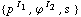 {p^( )^I _ 1, ϕ^( )^I _ 2, s^( )}