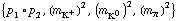 {p _ 1 &deg; p _ 2, (m _ K^+^(�   ))^2, (m _ K^0^(�   ))^2, (m _ π^(�   ))^2}