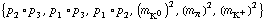 {p _ 2 &deg; p _ 3, p _ 1 &deg; p _ 3, p _ 1 &deg; p _ 2, (m _ K^0^(�   ))^2, (m _ π^(�   ))^2, (m _ K^+^(�   ))^2}