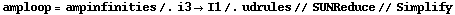 amploop = ampinfinities /. i3 -> I1 /. udrules // SUNReduce // Simplify