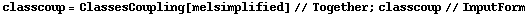 classcoup = ClassesCoupling[melsimplified] // Together ; classcoup // InputForm