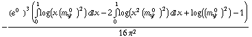 -((e^(0  ))^3 (Underoverscript[∫, 0, arg3] log(x (m _ ψ^( 0  ))^2) d x - 2 Underoverscript[∫, 0, arg3] log(x^2 (m _ ψ^( 0  ))^2) d x + log((m _ ψ^( 0  ))^2) - 1))/(16 π^2)