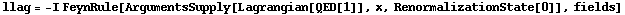 llag = -I FeynRule[ArgumentsSupply[Lagrangian[QED[1]], x, RenormalizationState[0]], fields]