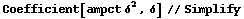 Coefficient[ampct δ^2, δ] // Simplify