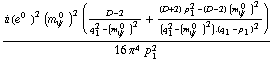 (i (e^(0  ))^2 (m _ ψ^( 0  ))^2 ((D - 2)/(q _ 1^2 - (m _ ψ^( 0  ))^2) + ((D + 2) p _ 1^2 - (D - 2) (m _ ψ^( 0  ))^2)/(q _ 1^2 - (m _ ψ^( 0  ))^2) . (q _ 1 - p _ 1)^2))/(16 π^4 p _ 1^2)