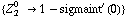 {Z _ 2^(0  ) -> 1 - sigmaint^'(0)}