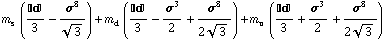 m _ s^(�   ) (����/3 - σ^8/3^(1/2)) + m _ d^(�   ) (����/3 - σ^3/2 + σ^8/(2 3^(1/2))) + m _ u^(�   ) (����/3 + σ^3/2 + σ^8/(2 3^(1/2)))